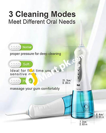 Iteknic Dental Water Flosser Portable Oral Irrigator With 300Ml Tank 4 Jet Tips 3 Modes Ipx7